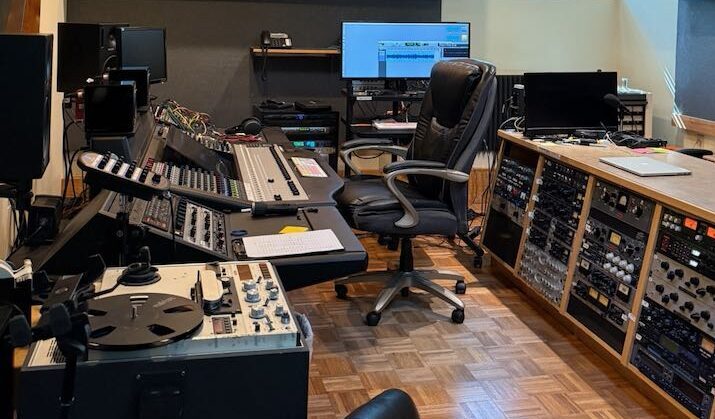 Recording studio control room with Neve board and outboard gear